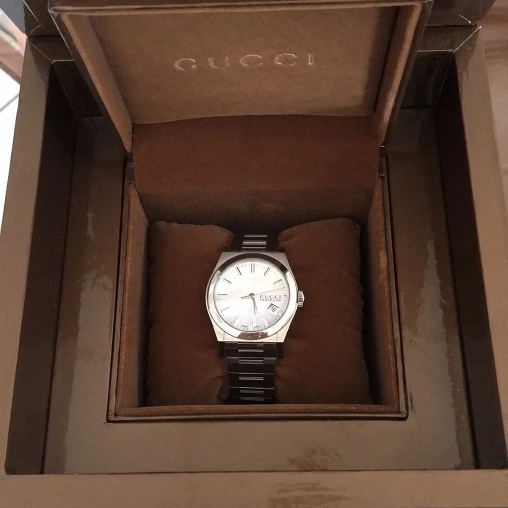Gucci Stainless Steel Silver White Dial Pantheon Women’s Watch